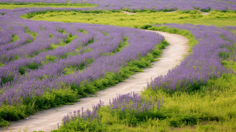 开满紫色薰衣草夏日的花田小路,高清,摄影图,摄影图片,图片大全,摄影图免费下载